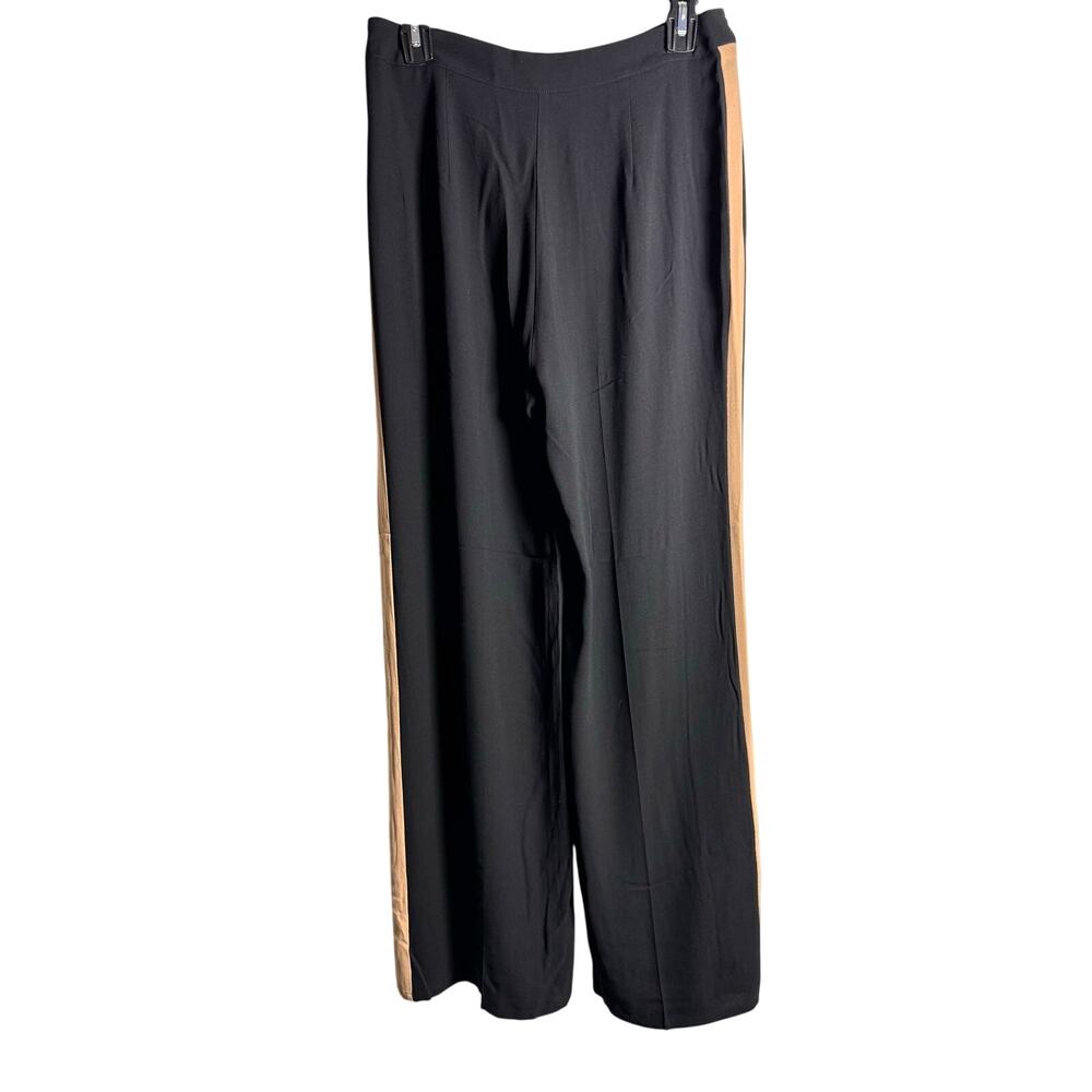 EILEEN FISHER Silk Georgette Crepe NWT $298 Straight Racing Stripe Pants Size 2 - Picture 4 of 9
